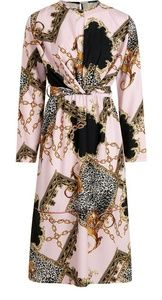 NWT Bohoo Wrap Front Mix Print Midi Dress in blush